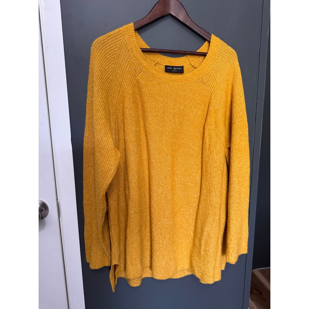 Lane Bryant Womens Plus Size 22/24 Yellow Knit Long Sleeve Pullover Sweater